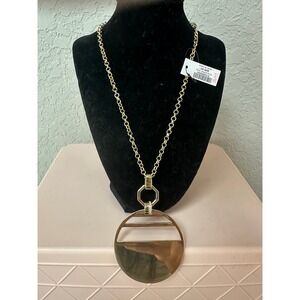 NWT Chicos Gold Tone Geometric Pendant Necklace Holiday New Years S
